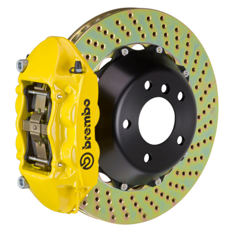 Brembo Front GT BBK 4 Piston Cast 365x29 2pc Rotor Drilled- Yellow for Lancer Ralliart