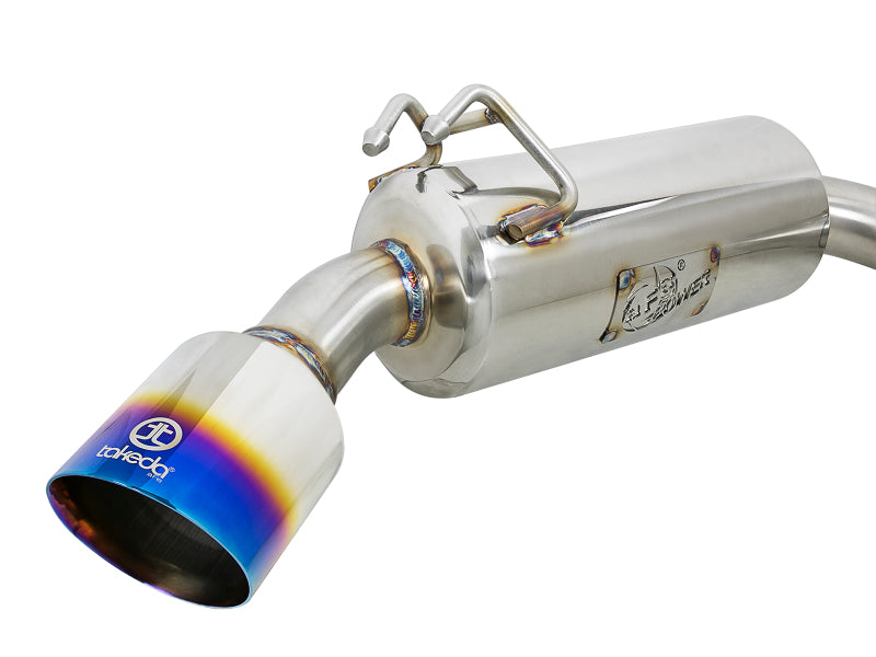 aFe Takeda 3in. to 2.5in. 304 SS C/B Exhaust I4-2.0L (t) - Blue Flamed Tips for EVO X