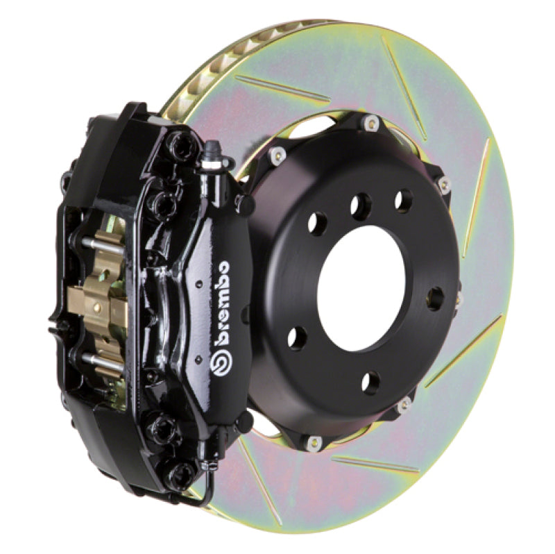 Brembo IXRear GT BBK 4 Piston Cast 328x28 2pc Rotor Slotted Type1-Black for EVO 8/9