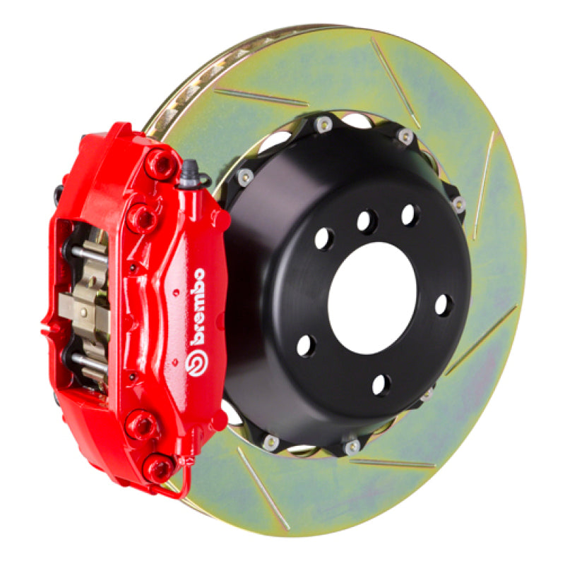 Brembo Rear GT BBK 4 Piston Cast 345x28 2pc Rotor Slotted Type-1-Red for EVO X