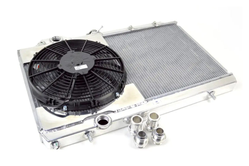 CSF Full-Slim Radiator w/12in Fan & Shroud/-16AN & Slip On Fitting for EVO 8/9
