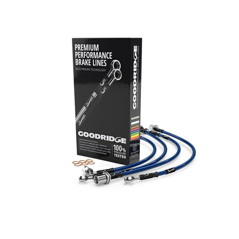 Goodridge Stainless Steel Brake Lines - Electric Blue for EVO 8