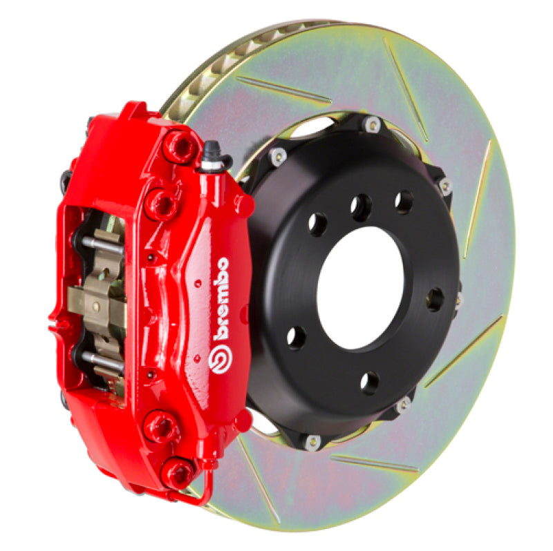 Brembo IXRear GT BBK 4 Piston Cast 328x28 2pc Rotor Slotted Type1-Red for EVO 8/9