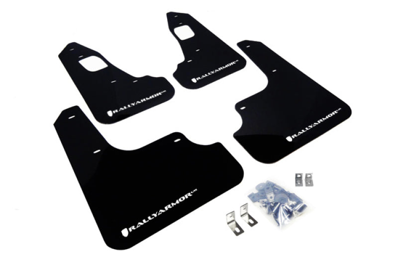 Rally Armor Black UR Mud Flap w/ White Logo for EVO X