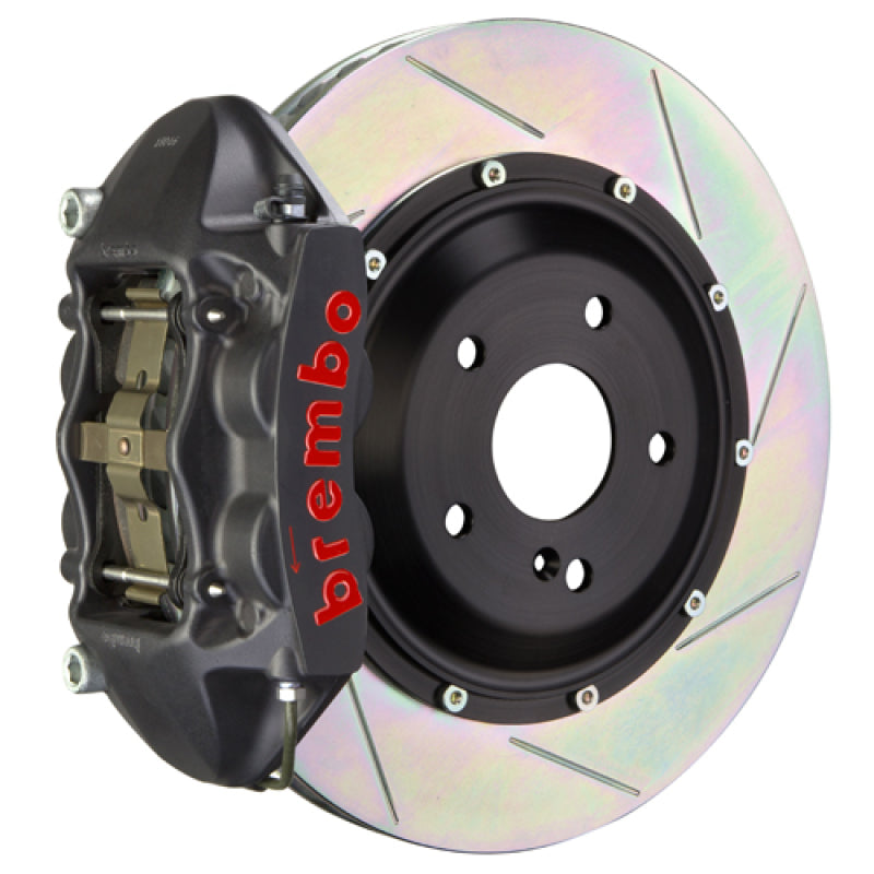 Brembo Rear GTS BBK 4 Piston Cast 345x28 2pc Rotor Slotted Type-1-Black HA for EVO X