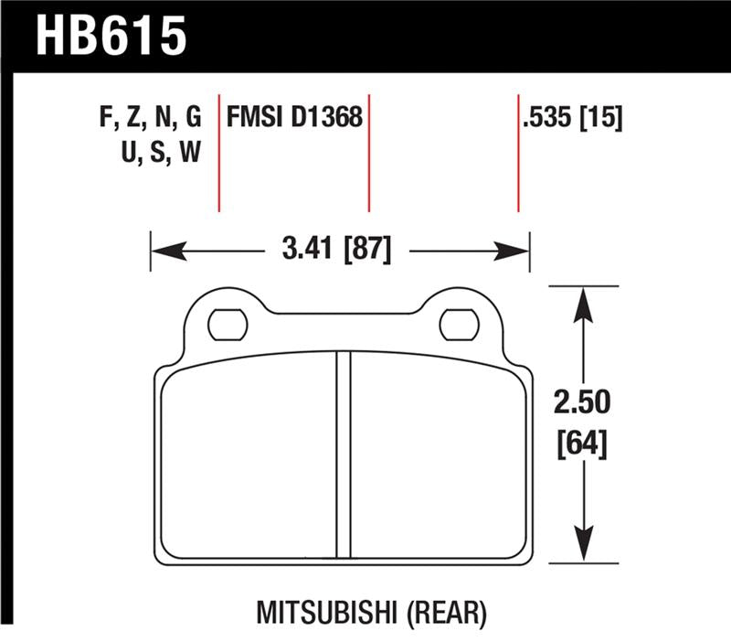 Hawk Performance (1-piece front rotor) High Perf. Street 5.0 Rear Brake Pads for EVO X