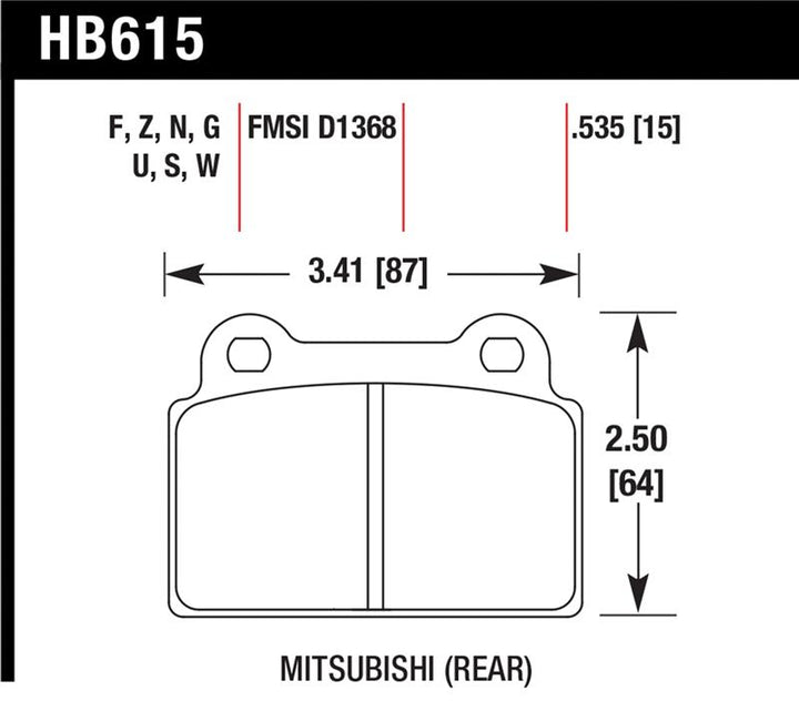 Hawk Performance (1-piece front rotor) High Perf. Street 5.0 Rear Brake Pads for EVO X