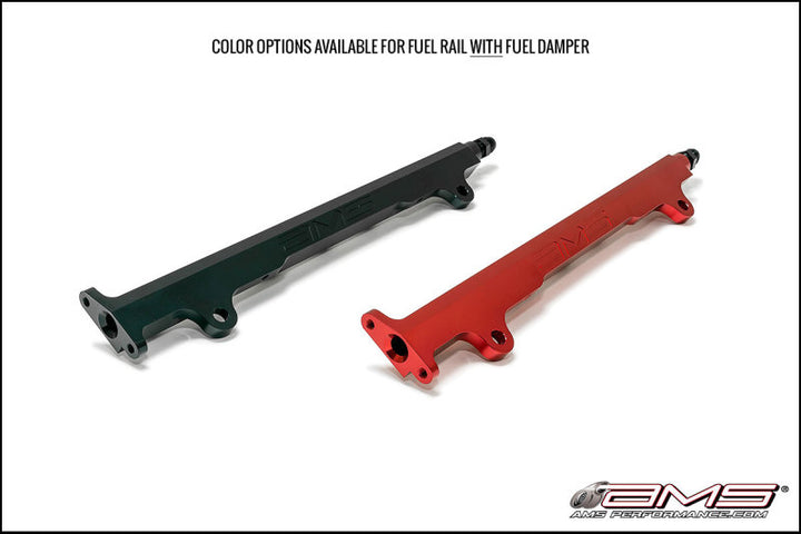 AMS Performance CNC Machined Aluminum Fuel Rail w/Pulsation Dampener - Red for EVO X
