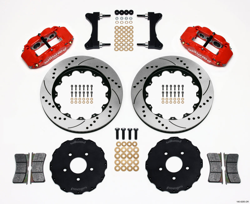 Wilwood Narrow Superlite 6R Front Hat Kit 14.00in Drilled Red for EVO 8