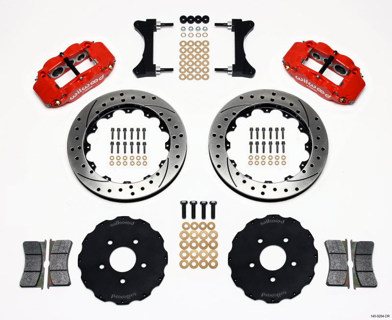 Wilwood Narrow Superlite 6R Front Hat Kit 13.06in Drilled Red for EVO 8