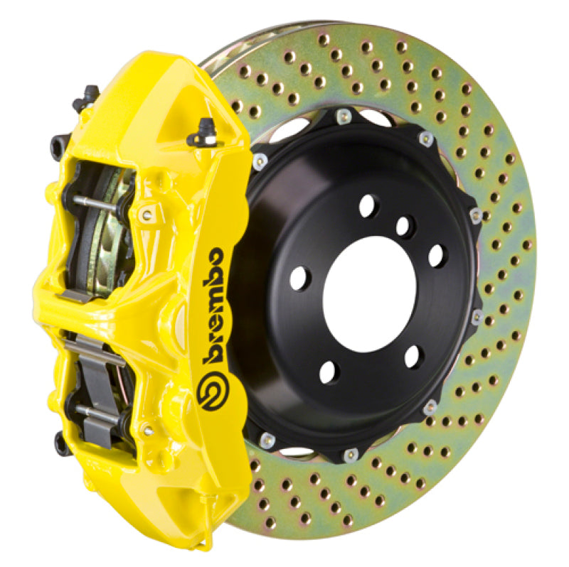 Brembo Front GT BBK 6 Piston Cast 355x32 2pc Rotor Drilled- Yellow for EVO 8/9