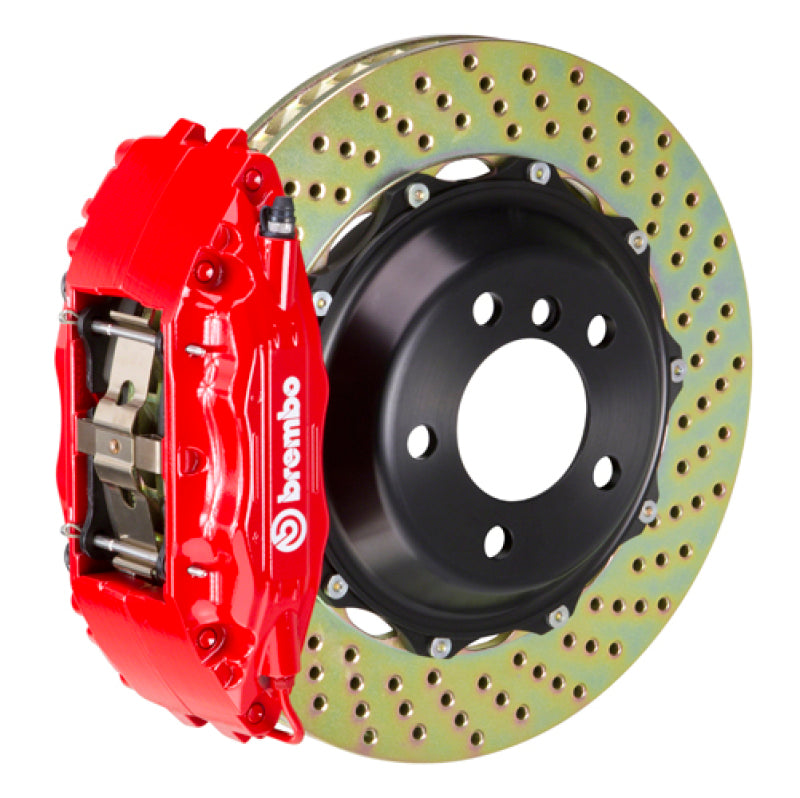 Brembo Front GT BBK 4 Piston Cast 2pc 355x32 2pc Rotor Drilled-Red for EVO 8/9