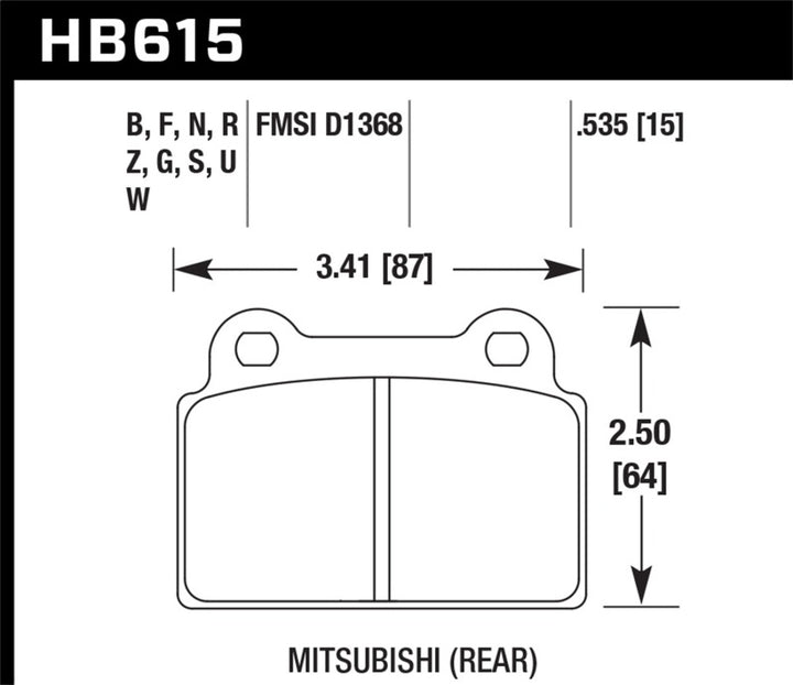 Hawk Performance (1-piece front rotor) High Perf. Street 5.0 Rear Brake Pads for EVO X