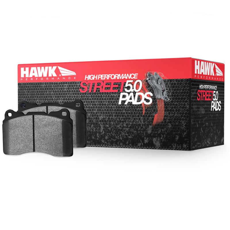 Hawk Performance (1-piece front rotor) High Perf. Street 5.0 Rear Brake Pads for EVO X