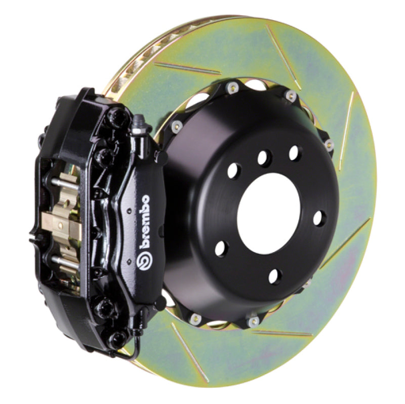 Brembo Rear GT BBK 4 Piston Cast 345x28 2pc Rotor Slotted Type-1-Black for EVO X