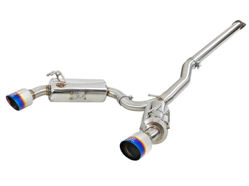 aFe Takeda 3in. to 2.5in. 304 SS C/B Exhaust I4-2.0L (t) - Blue Flamed Tips for EVO X