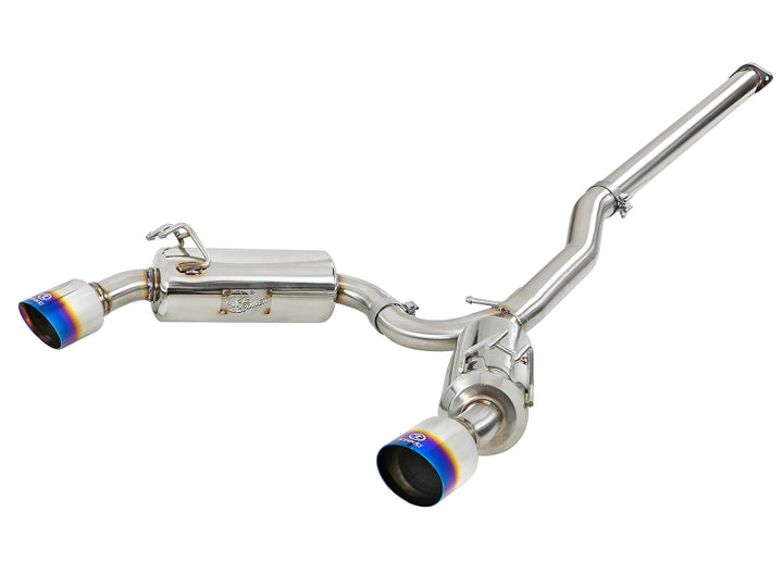 aFe Takeda 3in. to 2.5in. 304 SS C/B Exhaust I4-2.0L (t) - Blue Flamed Tips for EVO X