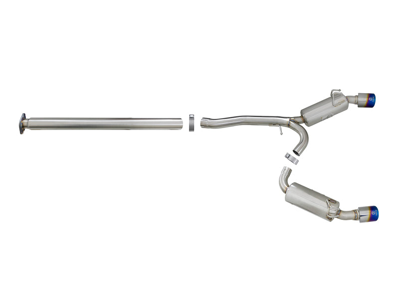 aFe Takeda 3in. to 2.5in. 304 SS C/B Exhaust I4-2.0L (t) - Blue Flamed Tips for EVO X