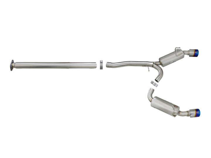 aFe Takeda 3in. to 2.5in. 304 SS C/B Exhaust I4-2.0L (t) - Blue Flamed Tips for EVO X