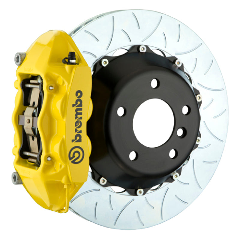 Brembo Rear GT BBK 4 Piston Cast 345x28 2pc Rotor Slotted Type-3- Yellow for EVO X