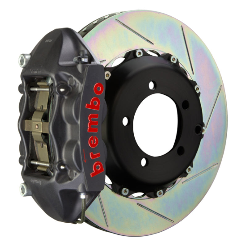 Brembo IXRear GTS BBK 4 Piston Cast 328x28 2pc Rotor Slotted Type1-Black HA for EVO 8/9
