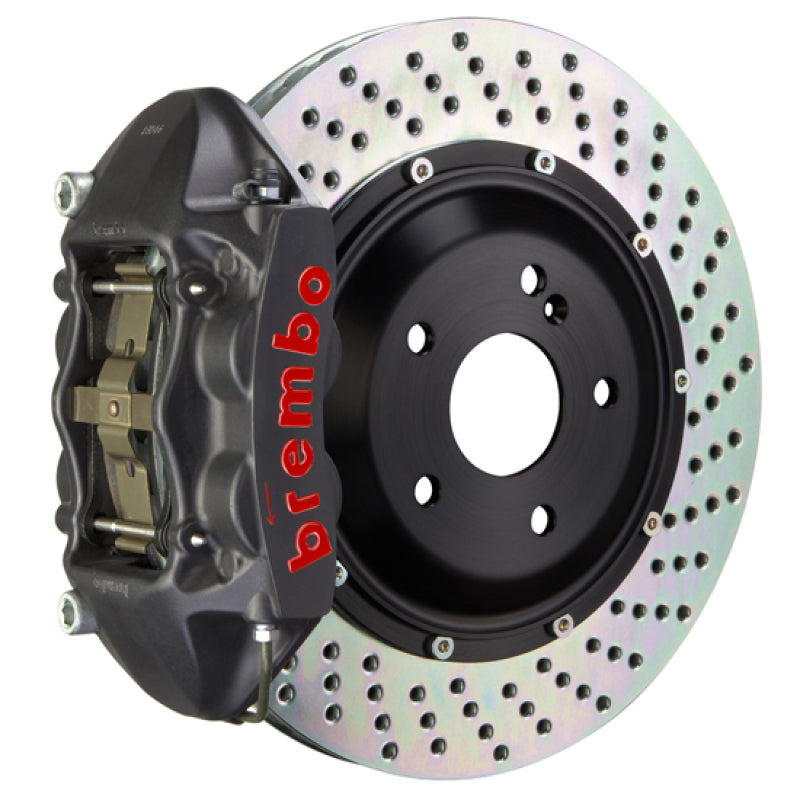 Brembo Front GTS BBK 4 Piston Cast 365x29 2pc Rotor Drilled-Black HA for Lancer Ralliart
