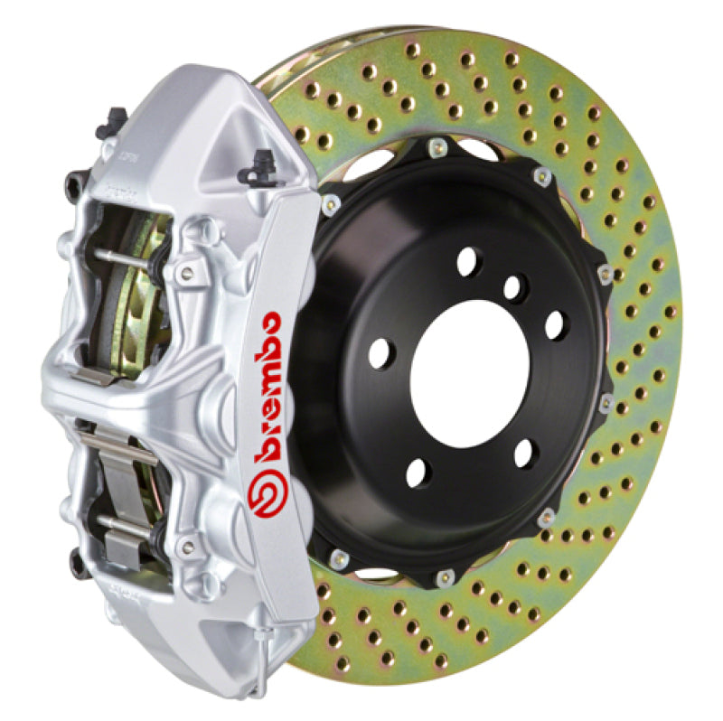 Brembo Front GT BBK 6 Piston Cast 380x32 2pc Rotor Drilled-Silver for EVO X