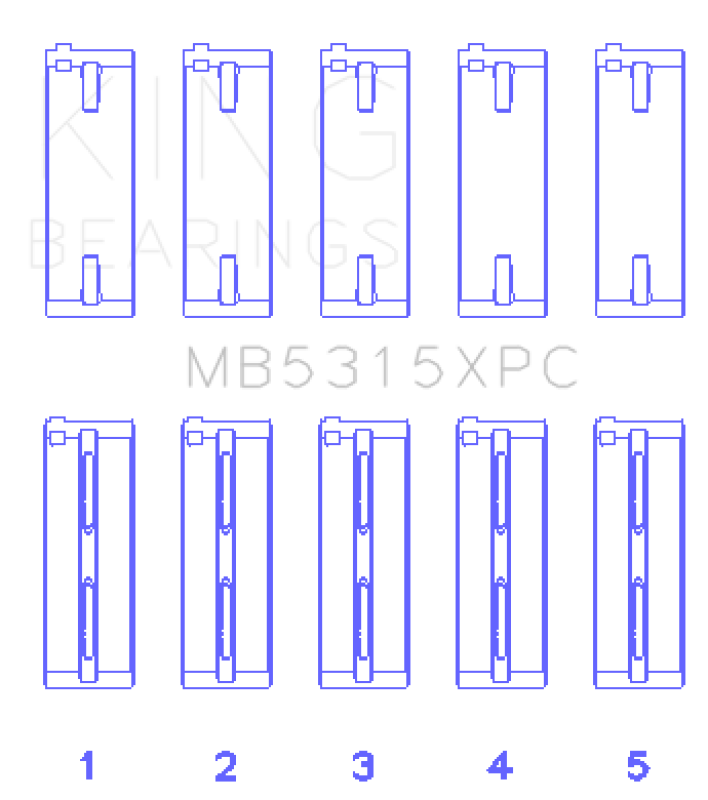 King Engine Bearings 4G63/4G64 Coated Performance Main Bearing Set - Size STDX for EVO 8/9/X