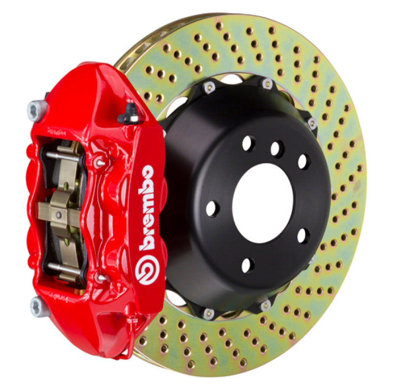 Brembo Front GT BBK 4 Piston Cast 365x29 2pc Rotor Drilled-Red for Lancer Ralliart