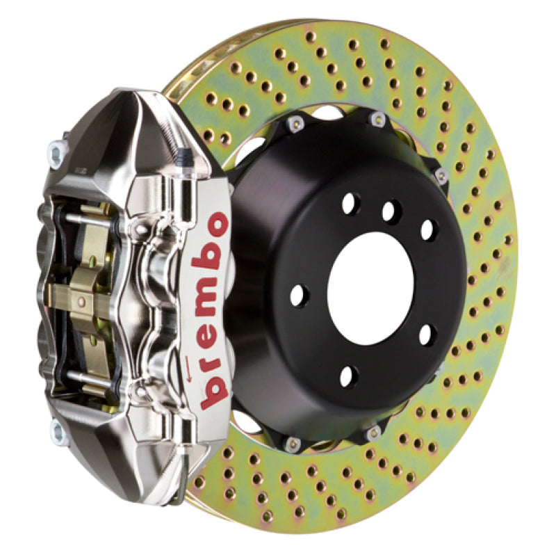 Brembo Rear GTR BBK 4 Piston Billet345x28 2pc Rotor Drilled- Nickel Plated for EVO X