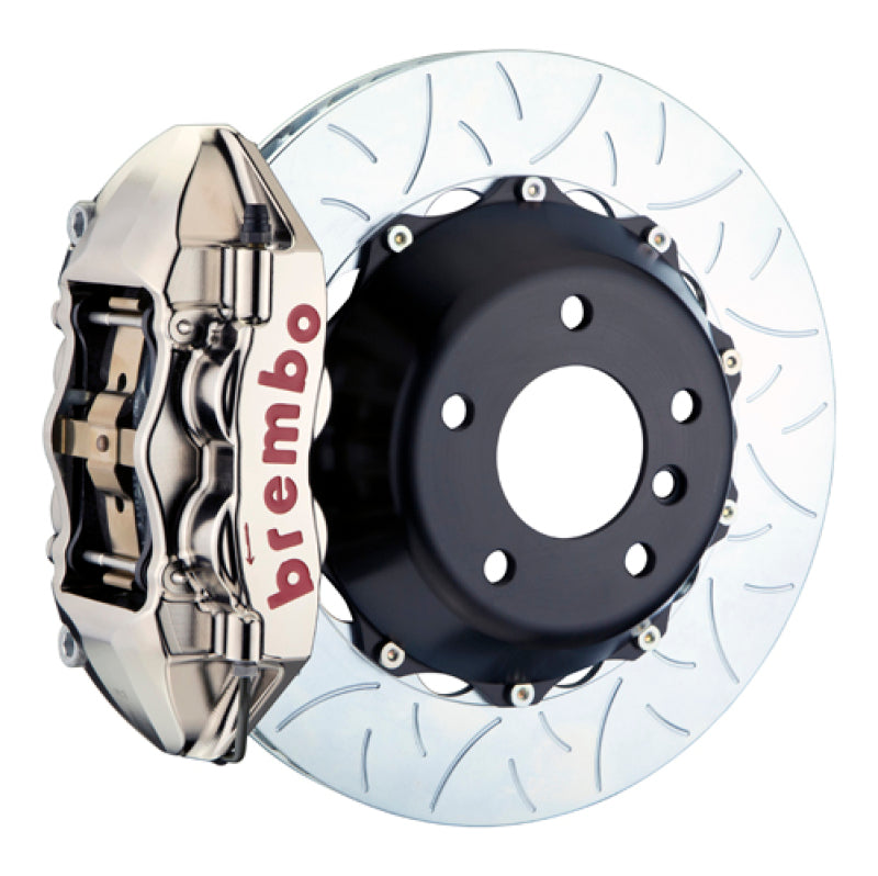 Brembo Rear GTR BBK 4 Piston Billet345x28 2pc Rotor Slotted Type3- Nickel Plated for EVO X