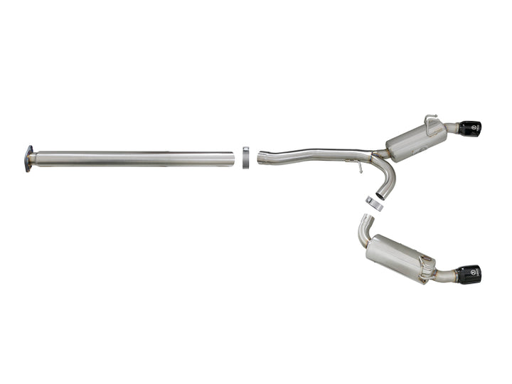 aFe Takeda 3in. to 2.5in. 304 SS C/B Exhaust I4-2.0L (t) - Black Tips for EVO X