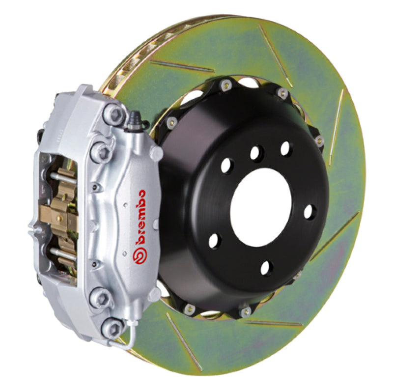 Brembo Rear GT BBK 4 Piston Cast 345x28 2pc Rotor Slotted Type-1-Silver for EVO X