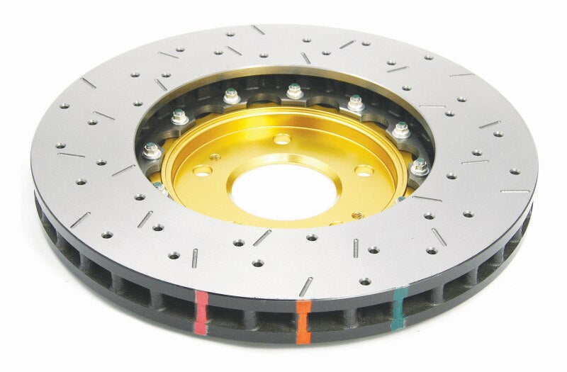 DBA Front Drilled & Slotted 5000 Series 2 Piece Rotor Assembled w/ Gold Hat for EVO 8/9