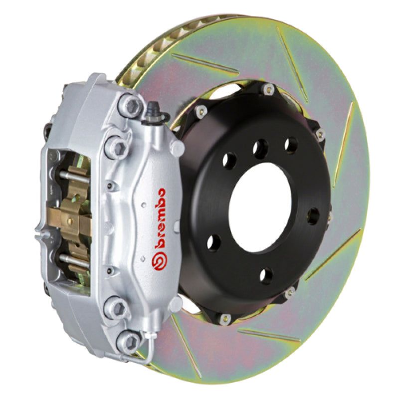 Brembo IXRear GT BBK 4 Piston Cast 2pc 328x28 2pc Rotor Slotted Type1-Silver for EVO 8/9