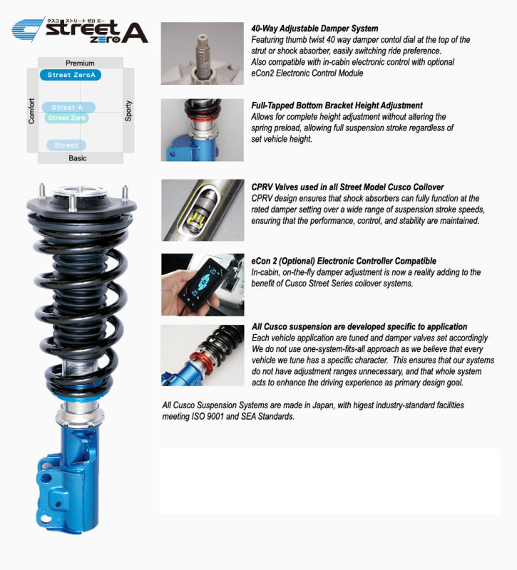 Cusco Street Zero-A 40-Way Adj Coilovers for EVO 8/9