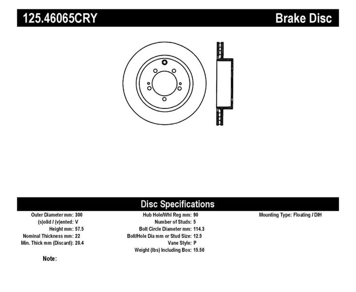 Stoptech & 9 Rear Premium High Carbon CRYO-STOP Rotor for EVO 8/9