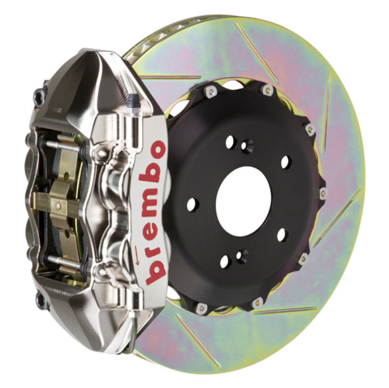 Brembo IXRear GTR BBK 4 Piston Billet 328x28 2pc Rotor Slotted Type1 - Nickel for EVO 8/9