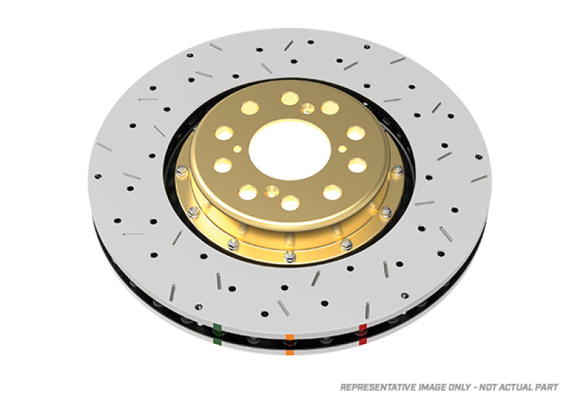 DBA Front Drilled & Slotted 5000 Series 2 Piece Rotor Assembled w/ Black Hat for EVO X