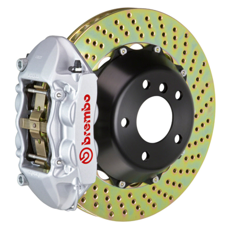 Brembo Front GT BBK 4 Piston Cast 365x29 2pc Rotor Drilled-Silver for Lancer Ralliart