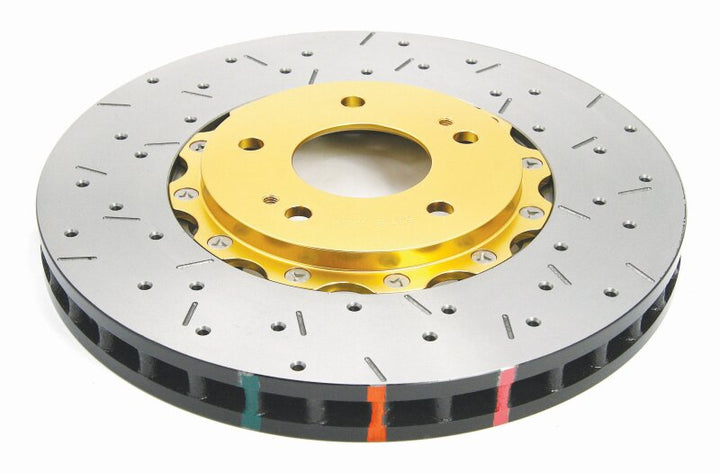 DBA Front Drilled & Slotted 5000 Series 2 Piece Rotor Assembled w/ Gold Hat for EVO 8/9