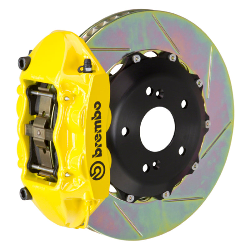 Brembo IXRear GT BBK 4 Piston Cast 328x28 2pc Rotor Slotted Type1-Yellow for EVO 8/9