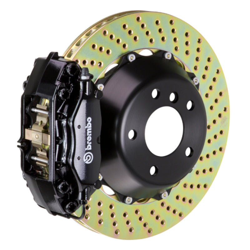 Brembo Rear GT BBK 4 Piston Cast 345x28 2pc Rotor Drilled-Black for EVO X