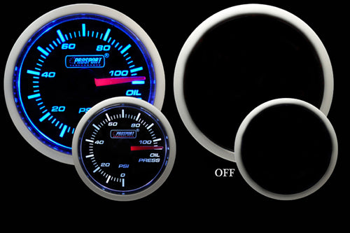 ProSport 52mm Electric Oil Pressure Gauge Blue/White