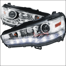 Spec-D LED Projector Head Lights Chrome w/Clear Lens - EVO X