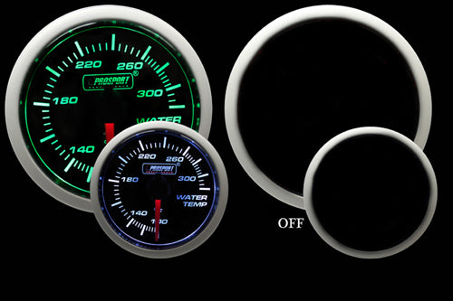 ProSport 52mm Electric Water Temperature Gauge Green/White