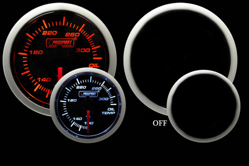 ProSport 52mm Electric Oil Temperature Gauge Amber/White