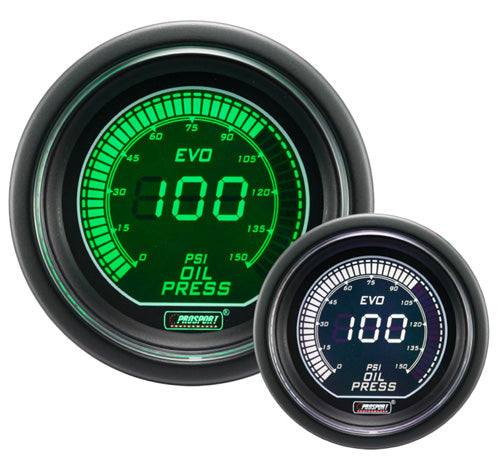 ProSport EVO Series 52mm Electric Oil Pressure Gauge Green/White