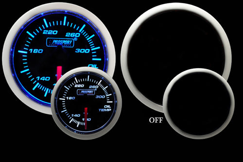 ProSport 52mm Electric Oil Temperature Gauge Blue/White