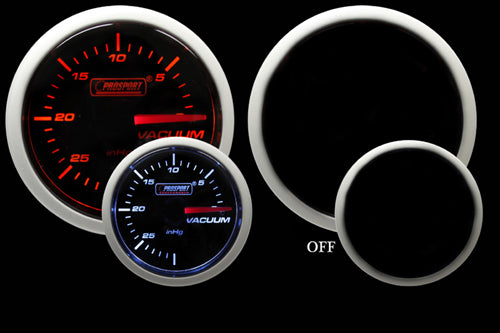 ProSport 52mm Mechanical Vacuum Gauge Amber/White